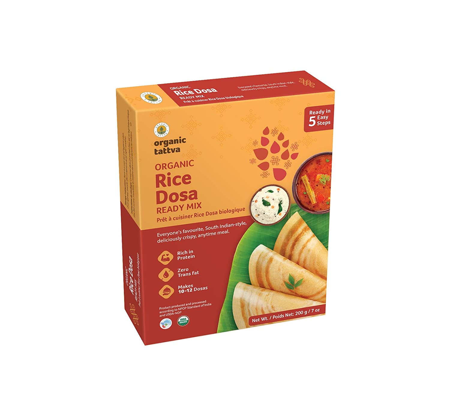 ORGANIC TATTAVA Organic Rice Dosa Ready Mix, 200g - Organic, Vegan