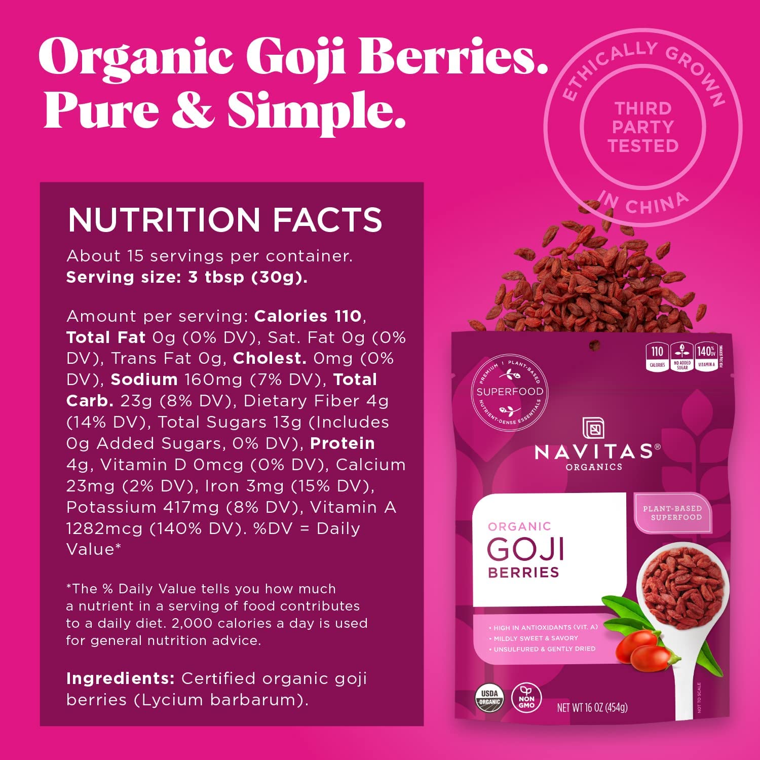 NAVITAS Organic Goji Berries, 454g