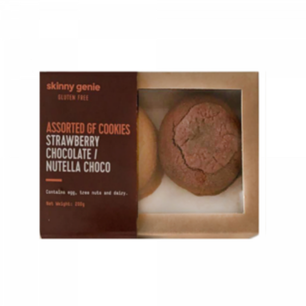 SKINNY GENIE Assorted Gluten-Free Cookies Choco Strawberry, Nutella Choco, 50g