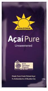 AMAZONIA Organic Acai Pure Unsweetened Smoothies, 4Kg - Pack of 40, GMO Free, Gluten Free, Vegan