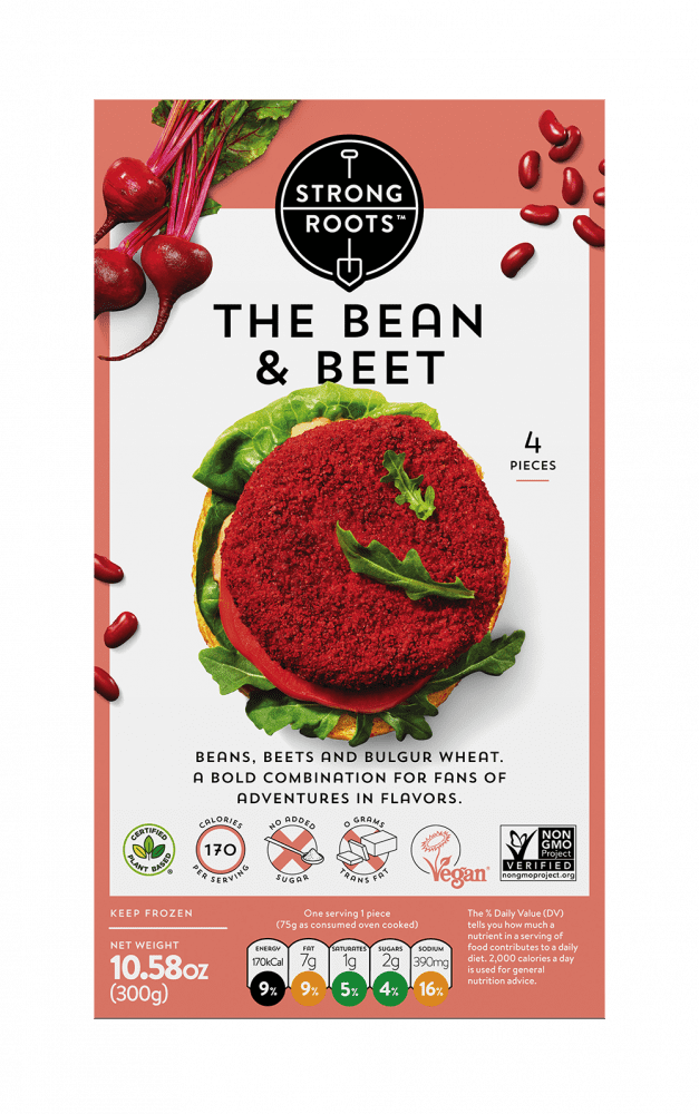 STRONG ROOTS The Beetroot & Bean Burger, 300g - Pack of 4Pcs