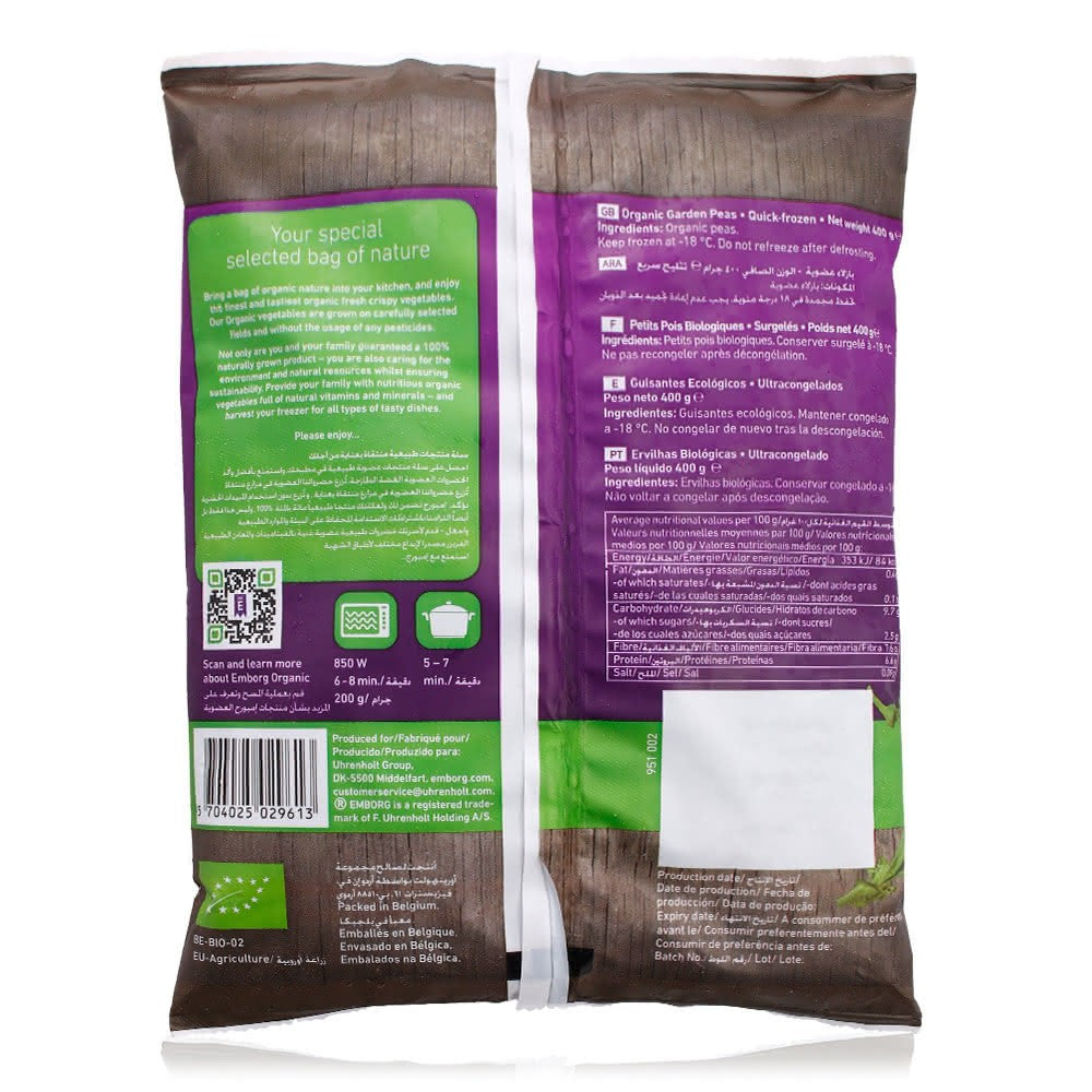 EMBORG Organic Garden Peas, 400g