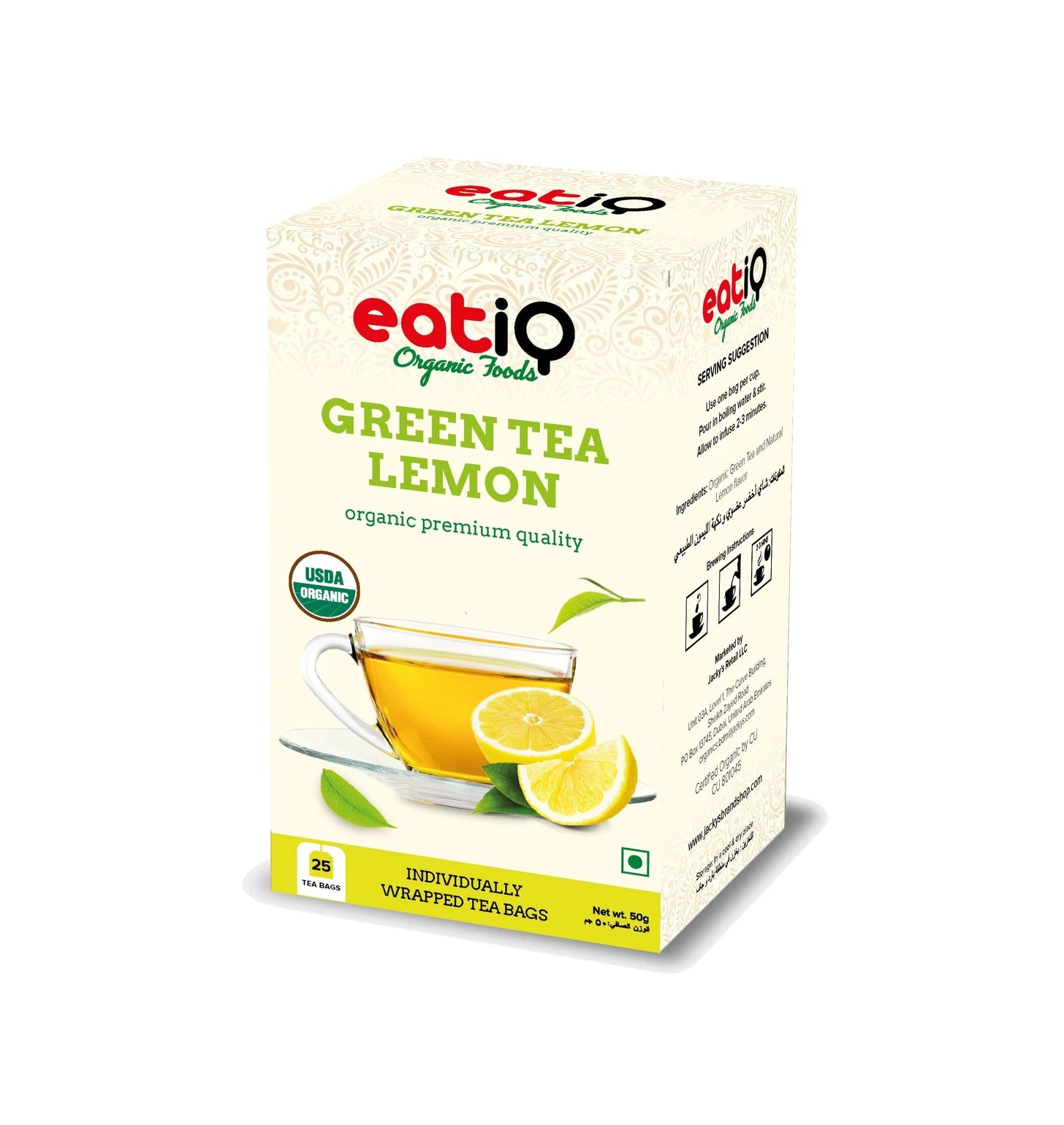 EATIQ ORGANIC FOODS Green Tea Lemon, 50g