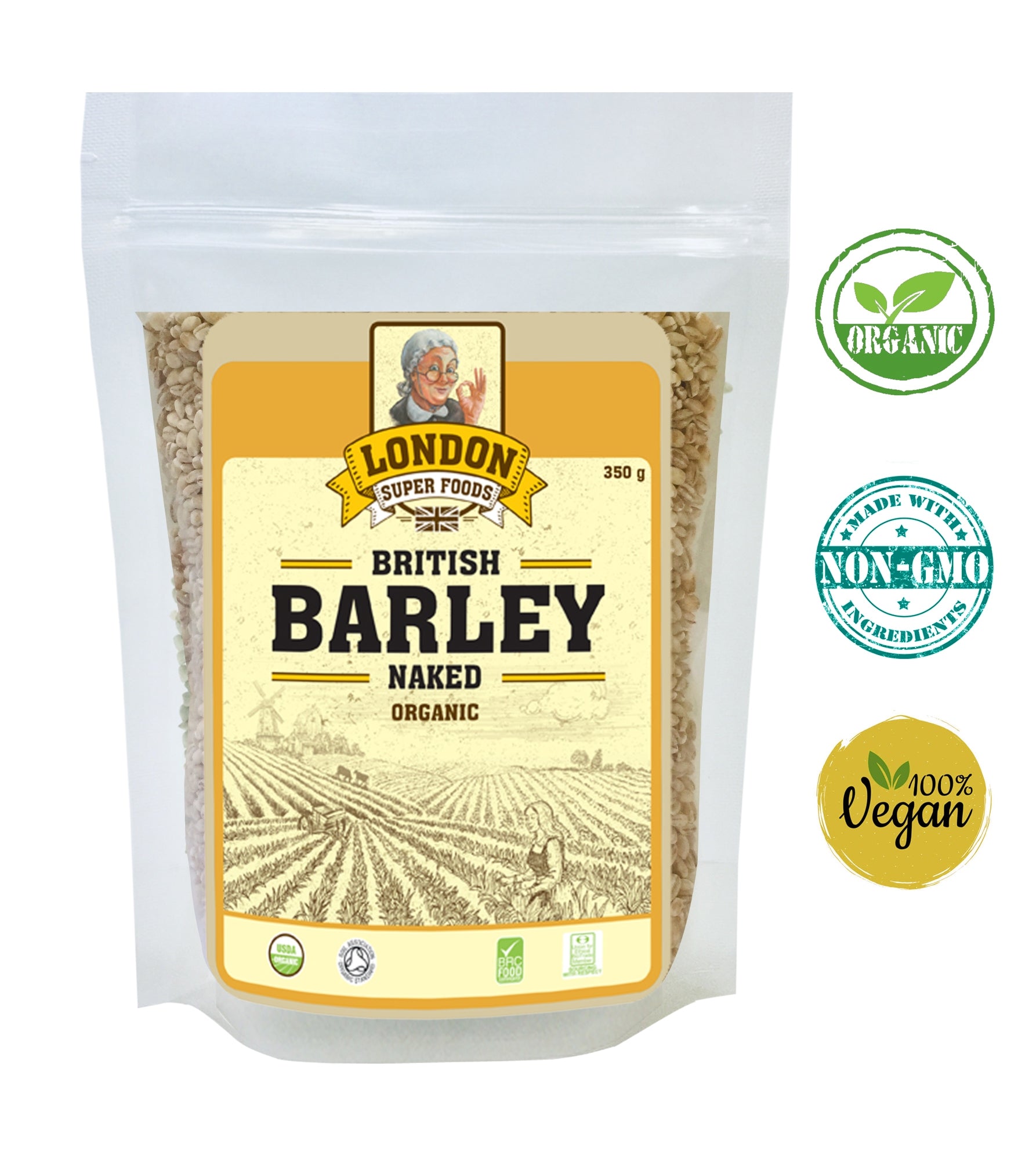 LONDON SUPER FOODS Organic British Barley Naked, 350g