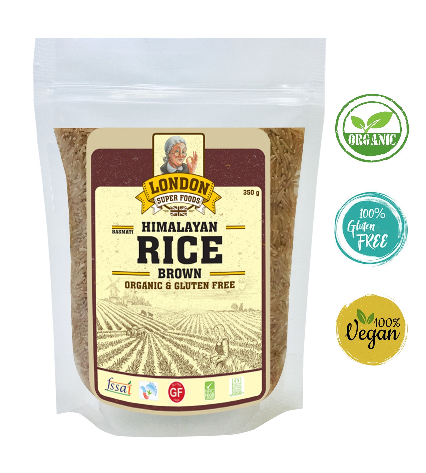 LONDON SUPER FOODS Organic Himalayan Brown Basmati Rice, 350g