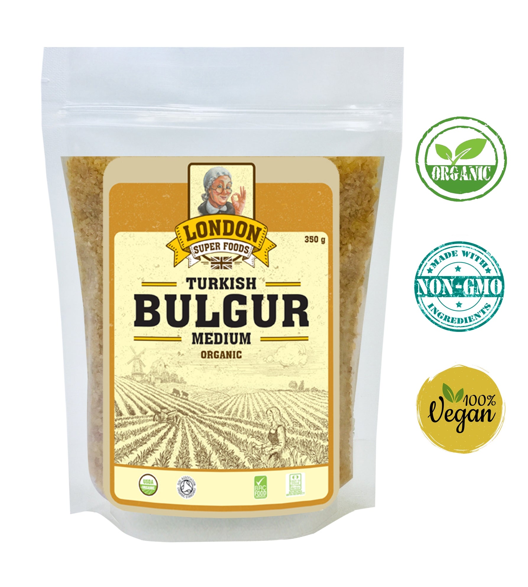 LONDON SUPER FOODS Organic Turkish Bulgur Medium, 350g