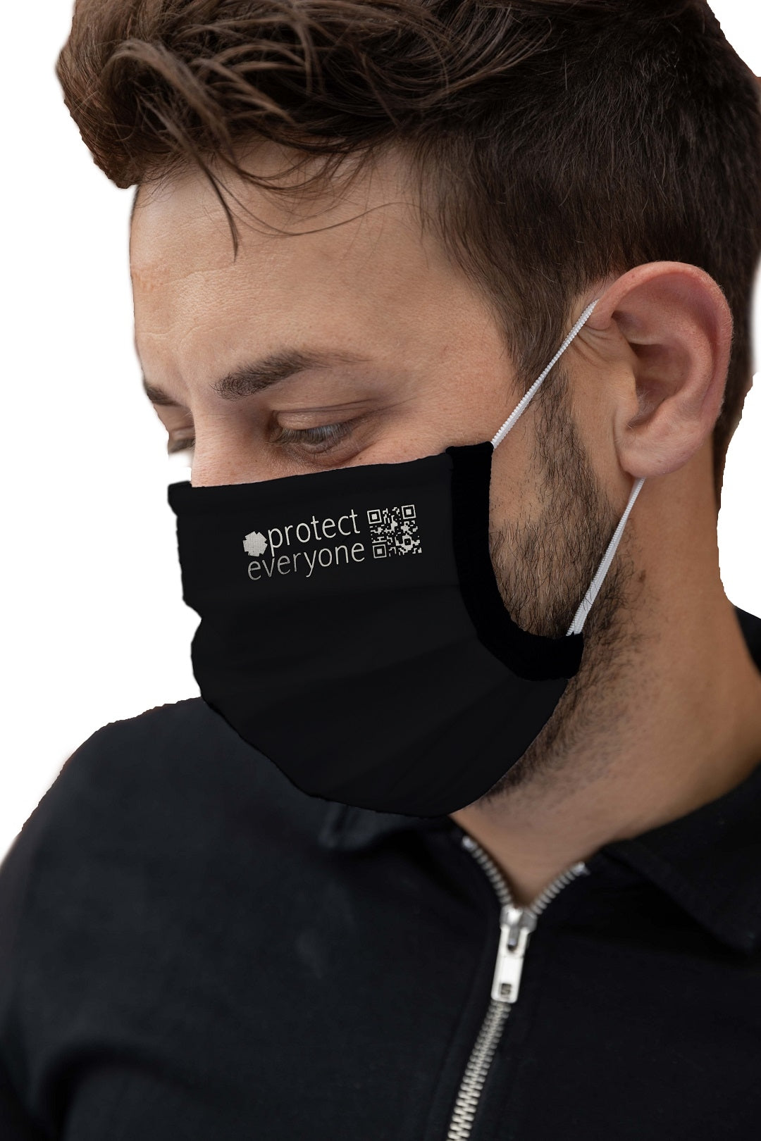 CEAE Organic Cotton Reusable 3 Layer Face Mask (Black), Pack of 4