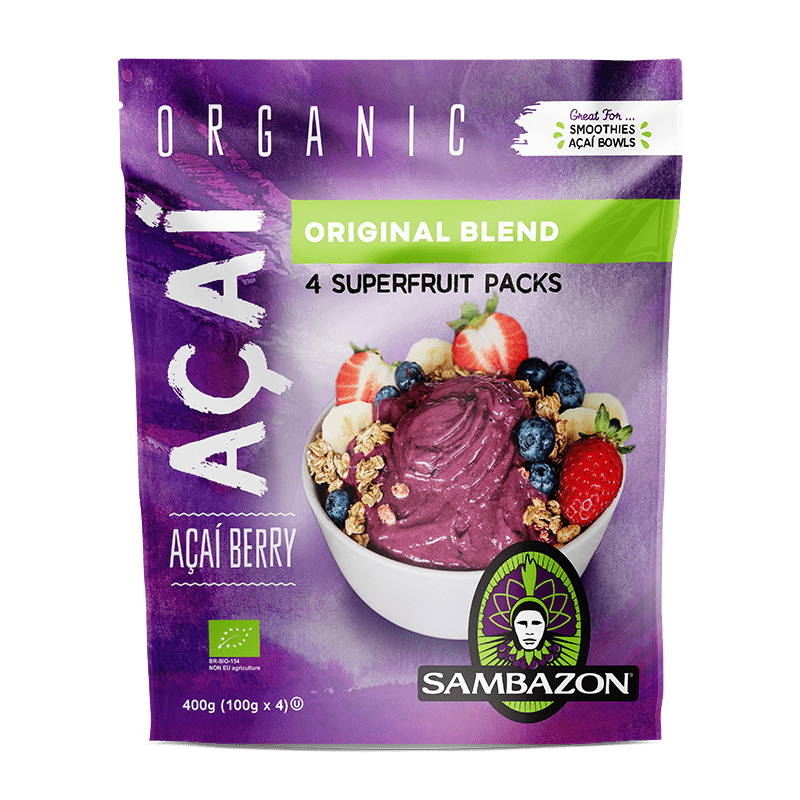 SAMBAZON Organic Original Blend Acai Smoothie, 4 x 100g