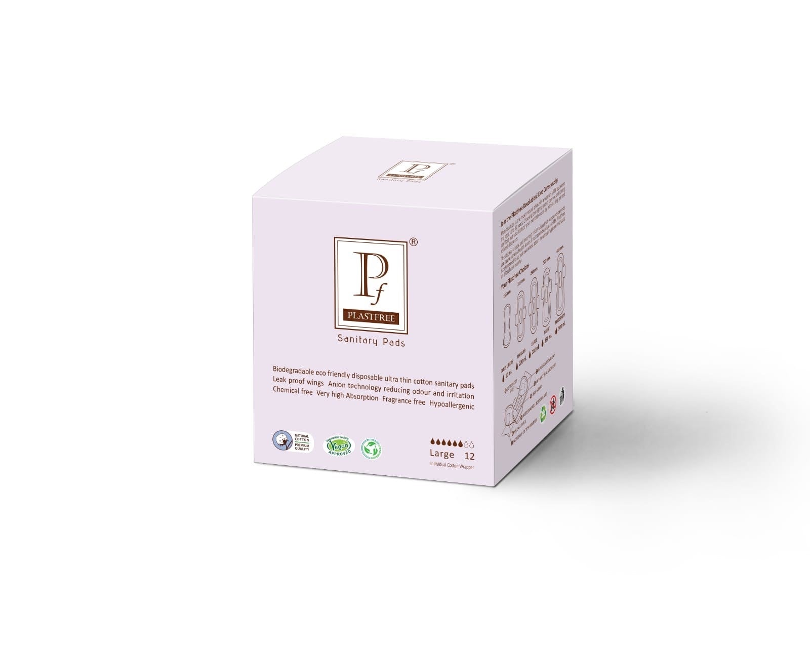 PLASTFREE Large Sanitary Pads, Pack Of 12