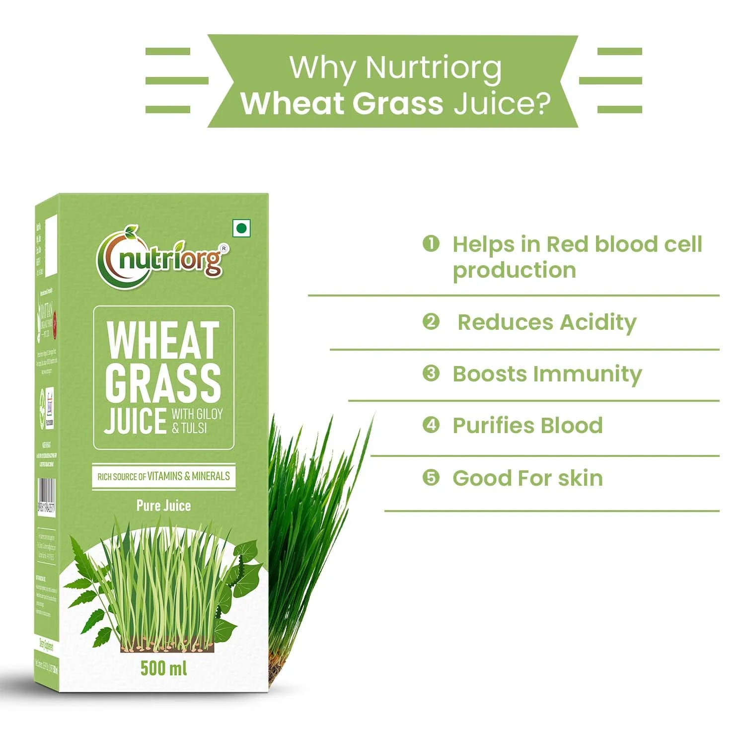 NUTRIORG Wheatgrass Juice, 500ml