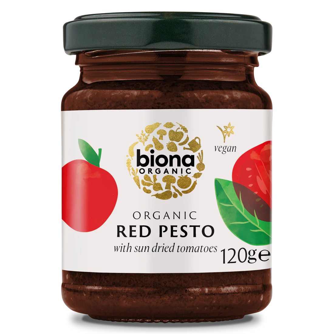 BIONA ORGANIC Red Pesto with Sun Dried Tomatoes - Pack of 6 (120g each)