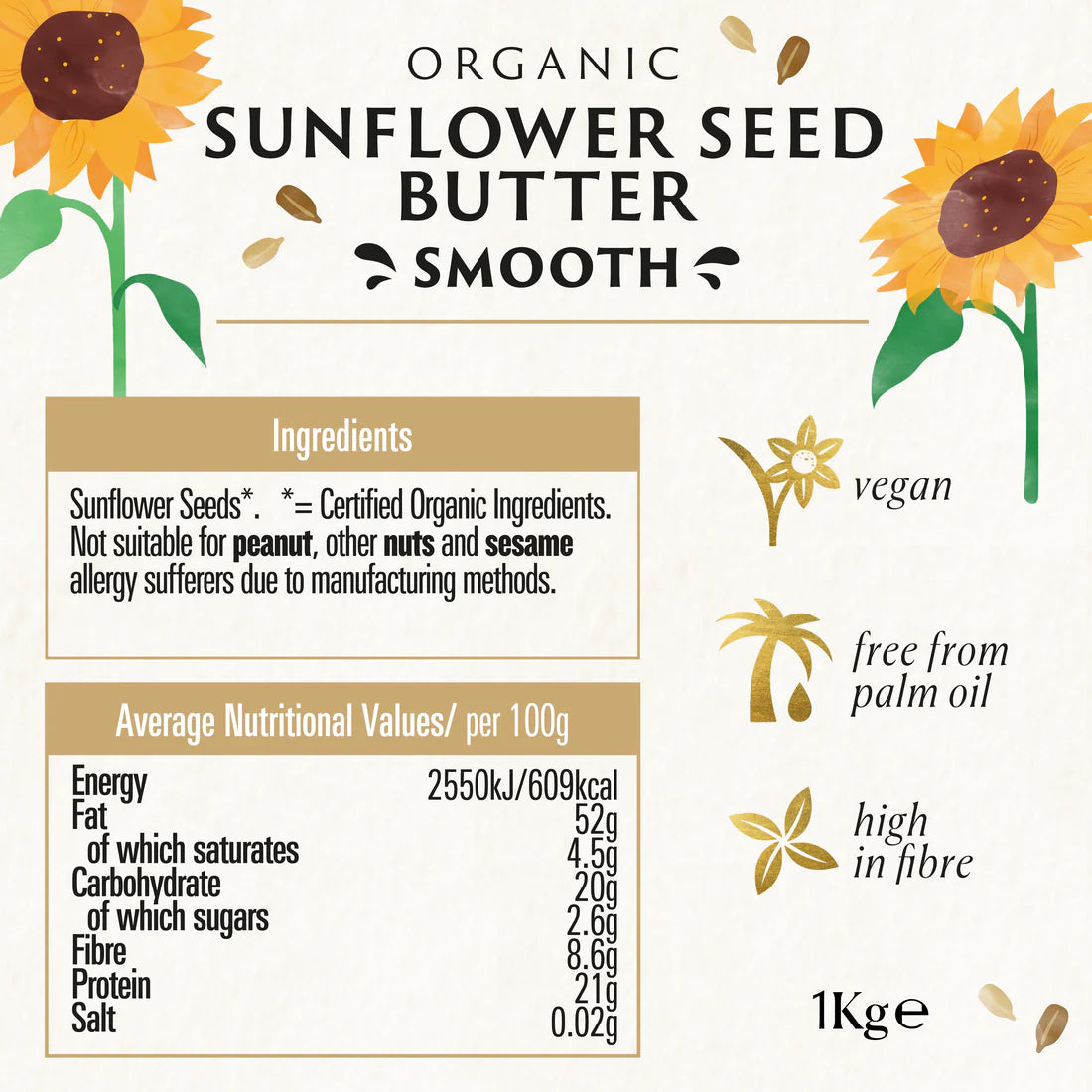 BIONA ORGANIC Sunflower Seed Butter - Pack of 6 (170g each)