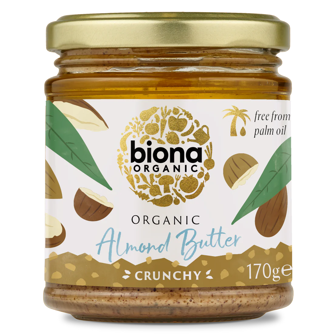 BIONA ORGANIC Almond Butter Crunchy - Pack of 6 (170g per piece)