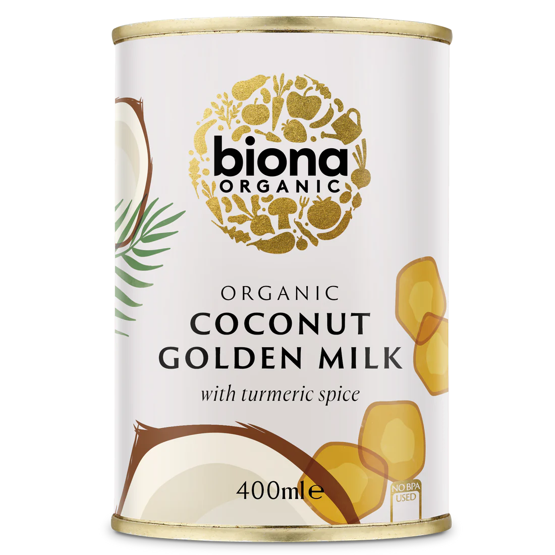 BIONA ORGANIC Golden Coconut Milk with Turmeric Spice - Pack of 6 (400ml each)