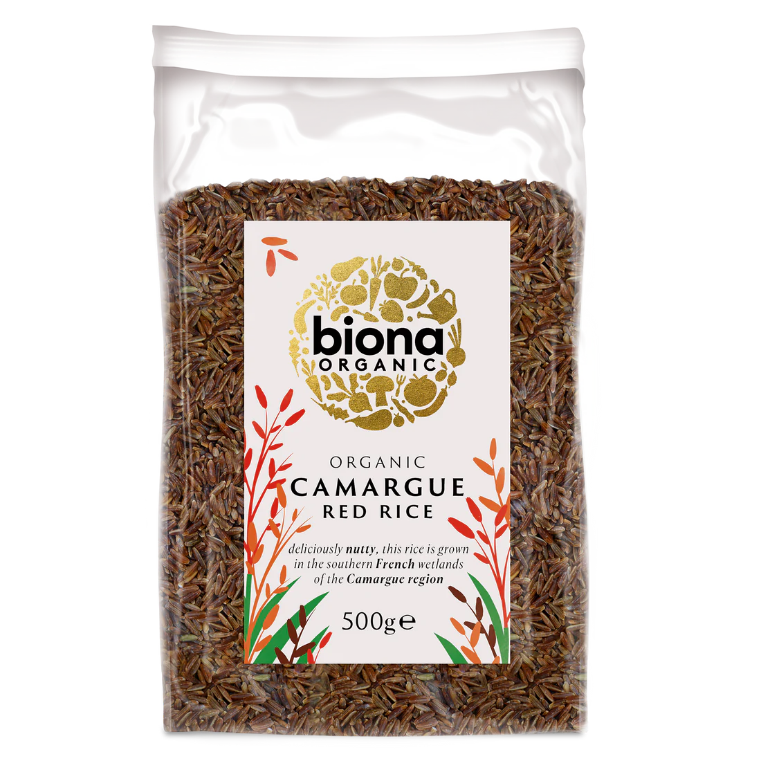 BIONA ORGANIC Red Camargue Rice - Pack of 6 (500g each)