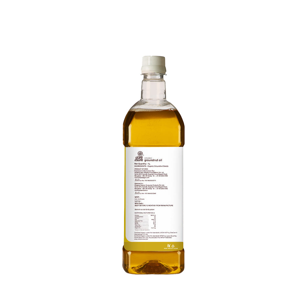 PURE & SURE Organic Groundnut Oil, 1L