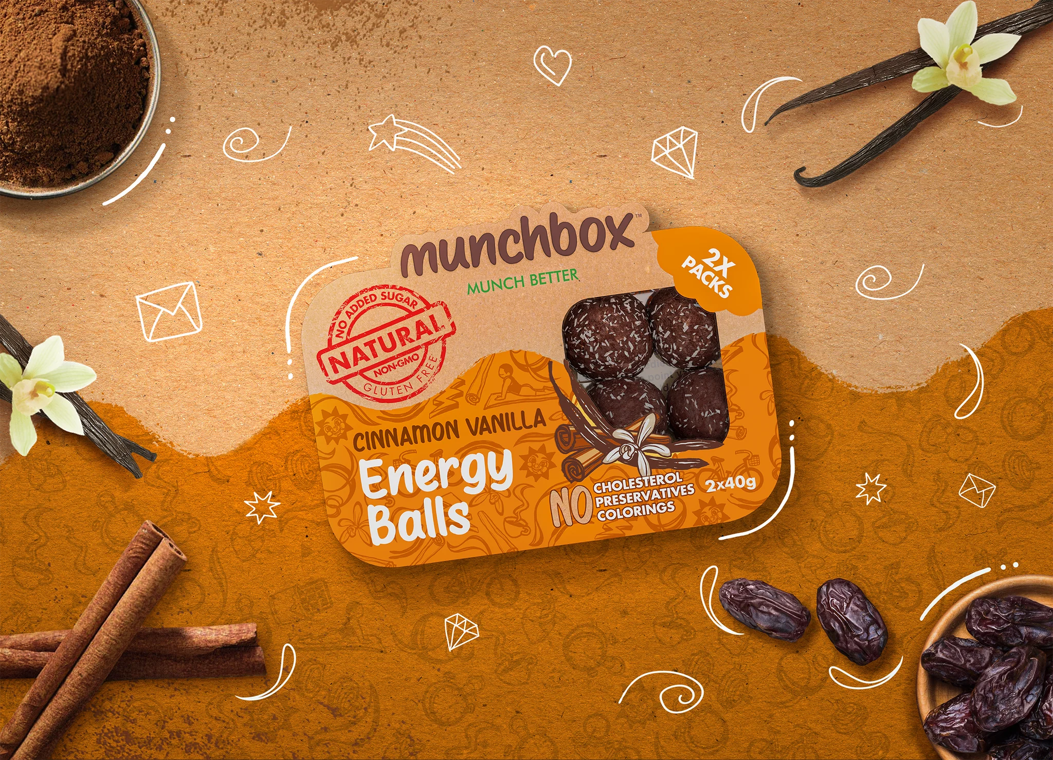 MUNCHBOX Energy Balls Cinammon & Vanilla, Pack of 10, 10*80g