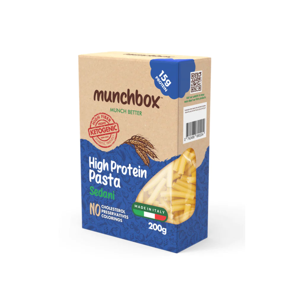 MUNCHBOX High Protein Low Carb Keto Pasta- Sedani, 200g, Vegan, Keto