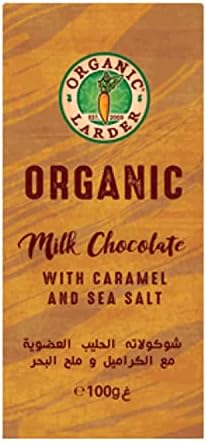 ORGANIC LARDER Milk Chocolate With Caramel & Sea Salt, 100g - Organic, Natural