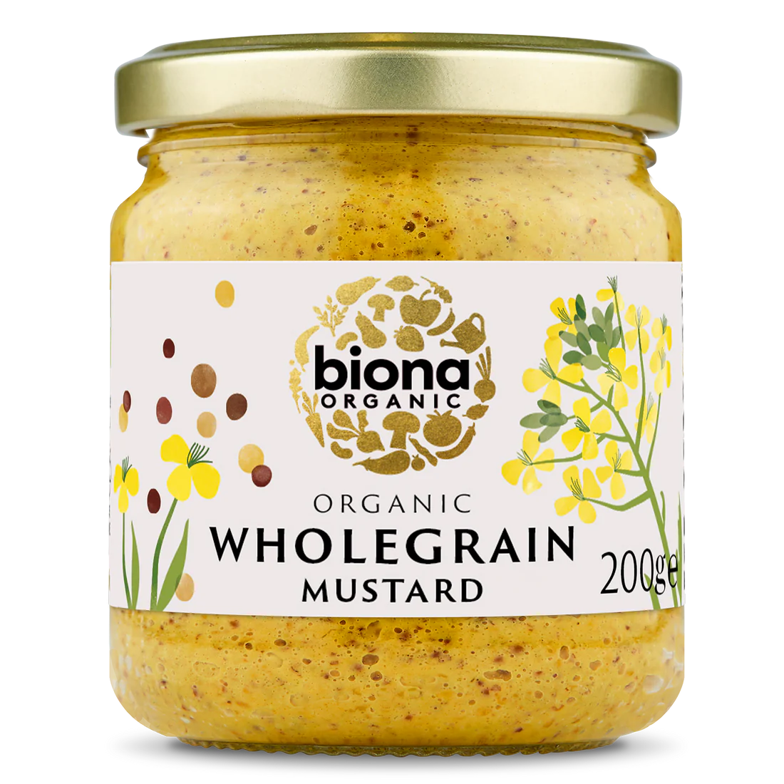 BIONA ORGANIC Wholegrain Mustard - Pack of 6 (200g each)