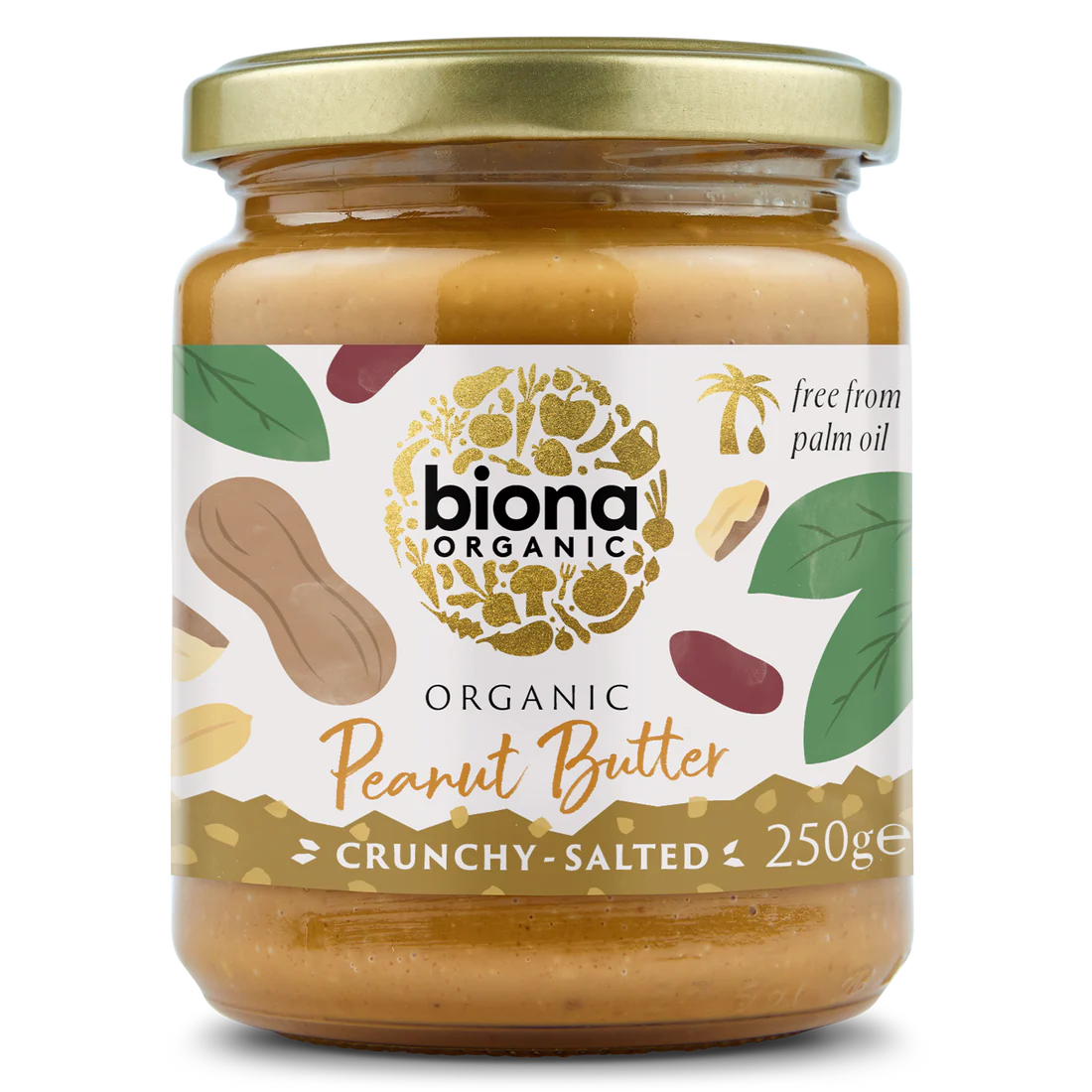 BIONA ORGANIC Peanut Butter Crunchy With Salt - Pack of 6 (250g each)