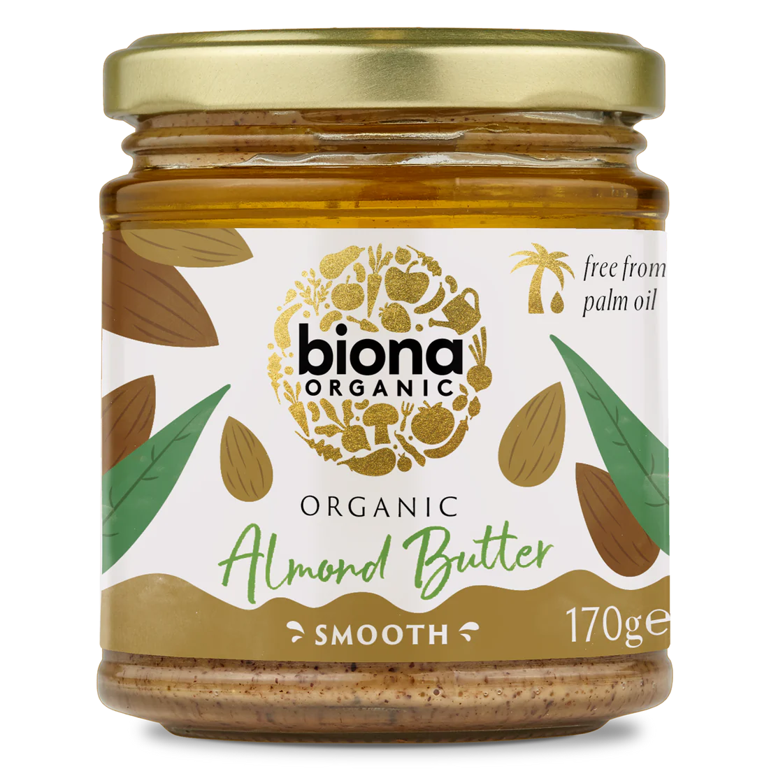 BIONA ORGANIC Almond Butter Smooth - Pack of 6 (170g per piece)