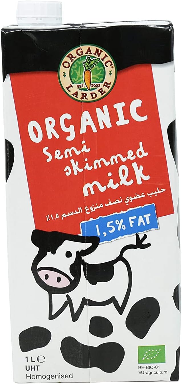 ORGANIC LARDER Semi Skimmed Milk, 1.5% Fat, 1L - Organic