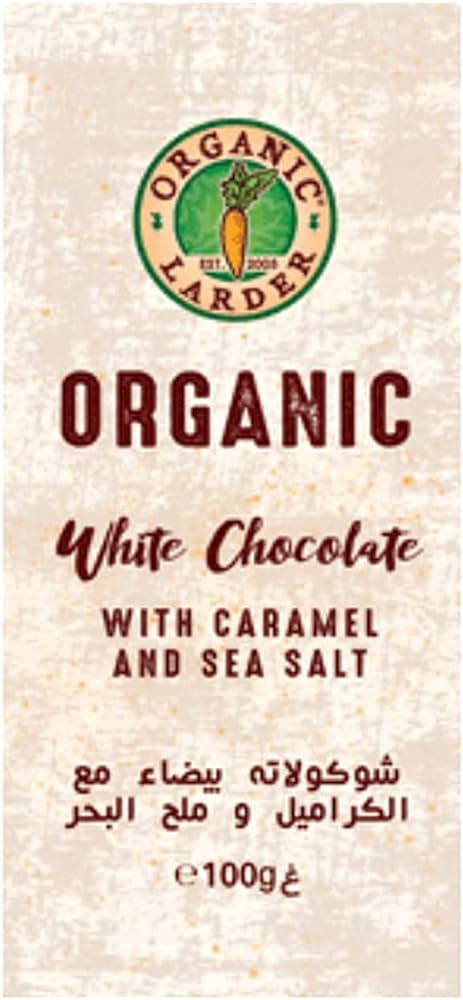ORGANIC LARDER White Chocolate With Caramel & Sea Salt, 100g - Organic, Natural