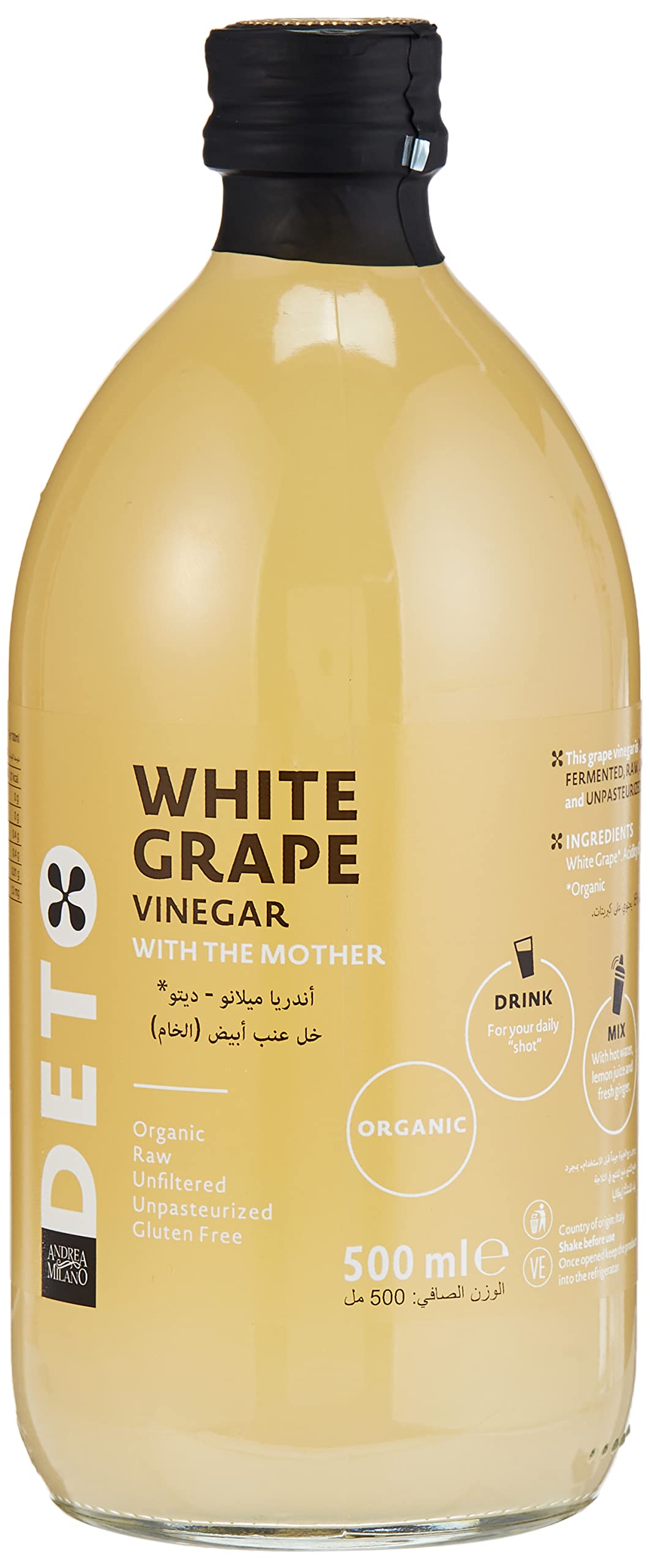 ORGANIC LARDER White Grape Vinegar, 500ml - Organic, Vegan, Natural