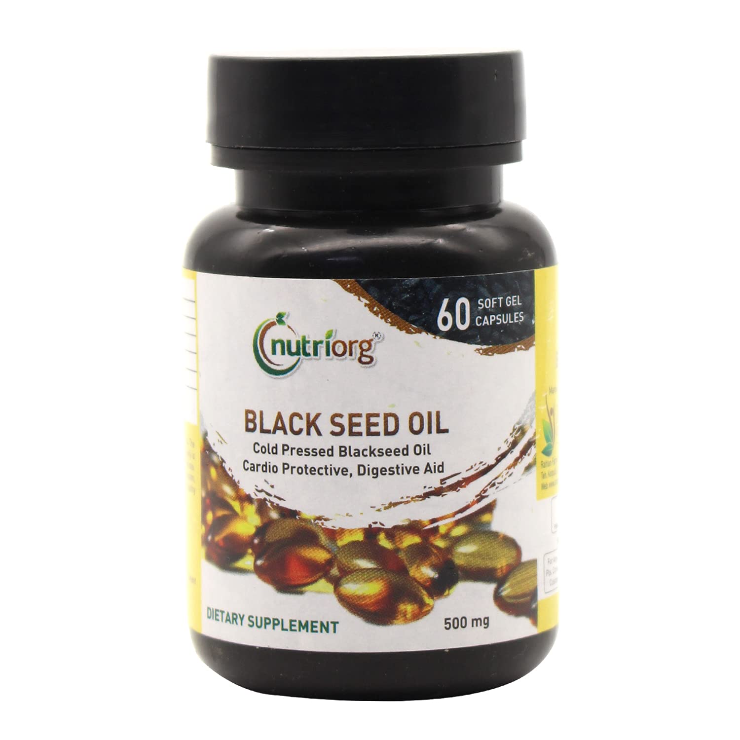 NUTRIORG Black Seed oil softgel 60 capsules, 500Mg