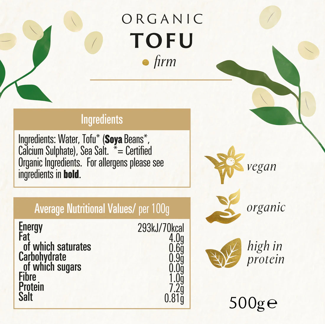 BIONA ORGANIC Tofu Natural - Pack of 6 (500g each)