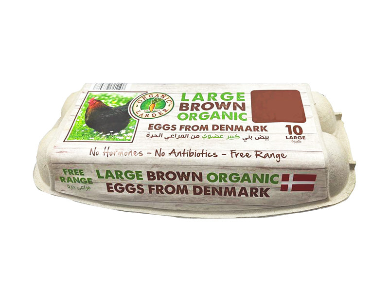 ORGANIC LARDER Large Brown Free Range Eggs, Pack of 10 - Organic, Natural