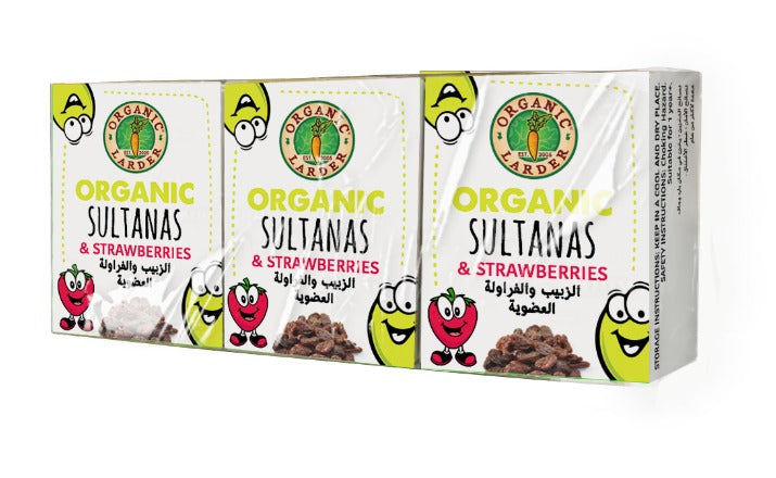 ORGANIC LARDER Sultanas & Strawberries, 6 x 14g - Organic, Vegan, Natural