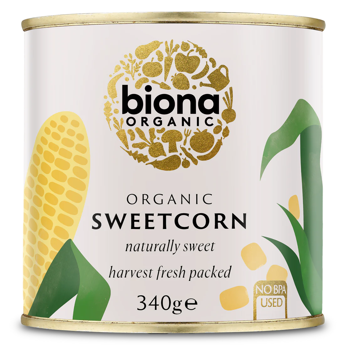 BIONA ORGANIC Sweetcorn in Can, Naturally Sweet - Pack of 6 (340g each)