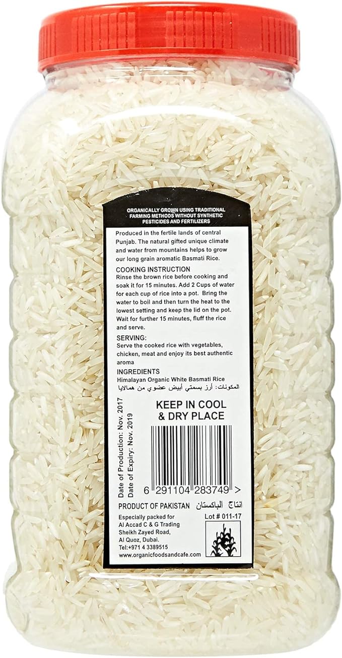 ORGANIC LARDER Himalayan White Basmati Rice, 1kg - Organic, Vegan, Natural