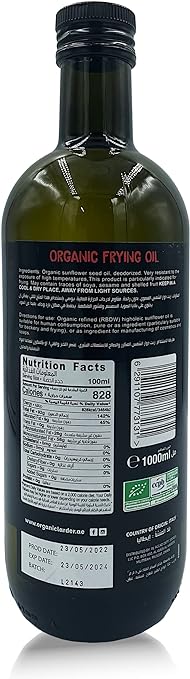 ORGANIC LARDER Sunflower Frying Oil, 1L - Organic, Vegan
