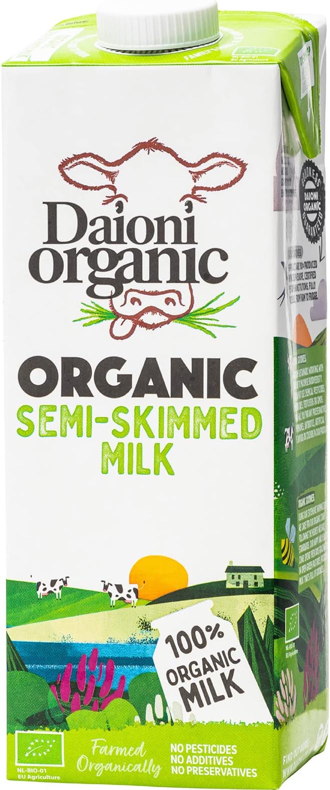 DAIONI ORGANIC Semi Skimmed Milk, 1L - Organic, Natural