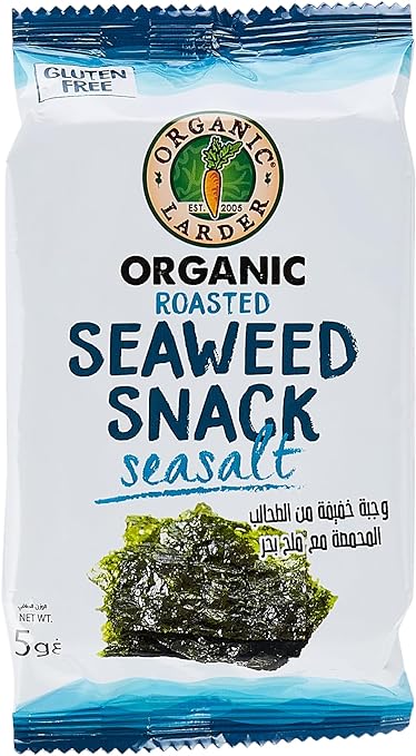 ORGANIC LARDER Roasted Seaweed Snack, Sea Salt, 5g - Organic, Gluten Free