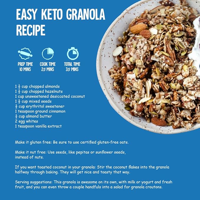 VEGAN WAY Vegan Keto Granola, Breakfast Muesli with Nuts & Seeds - Vegan, Gluten Free, Keto Friendly, Sugar Free - 400g