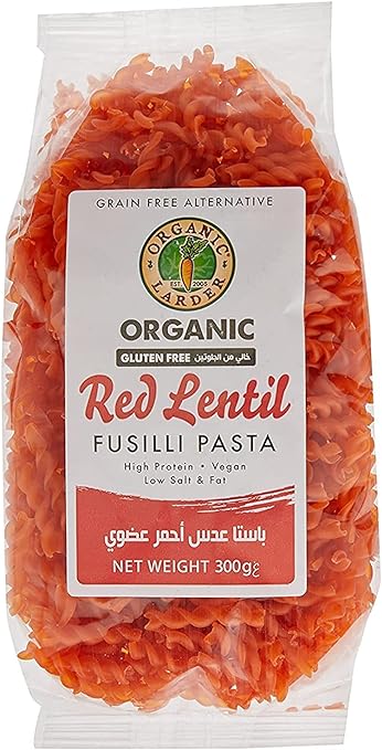 ORGANIC LARDER Red Lentil Fusilli Pasta, 300g - Organic, Vegan, Gluten Free