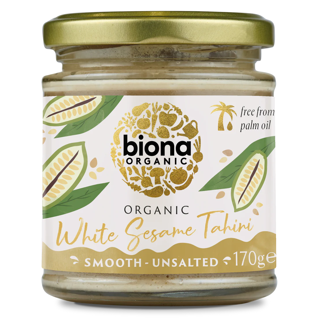 BIONA ORGANIC White Sesame Tahini, Smooth & Unsalted - Pack of 6 (170g each)