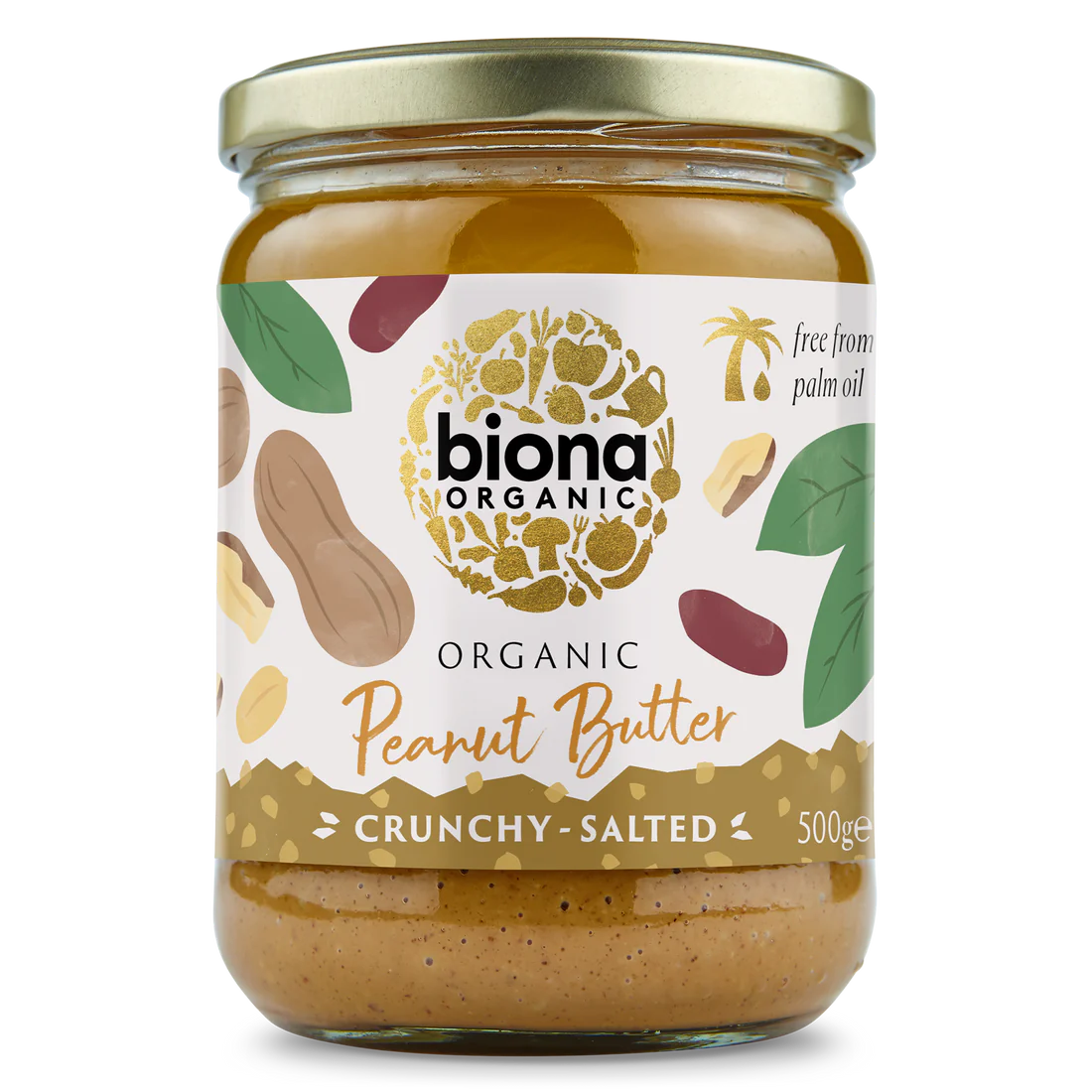 BIONA ORGANIC Peanut Butter Crunchy with Salt - Pack of 6 (500g each)