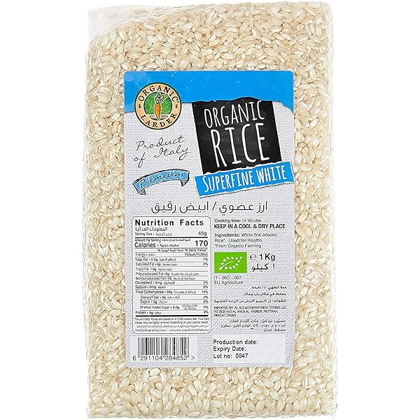 ORGANIC LARDER Superfine White Rice, 1kg - Organic, Natural