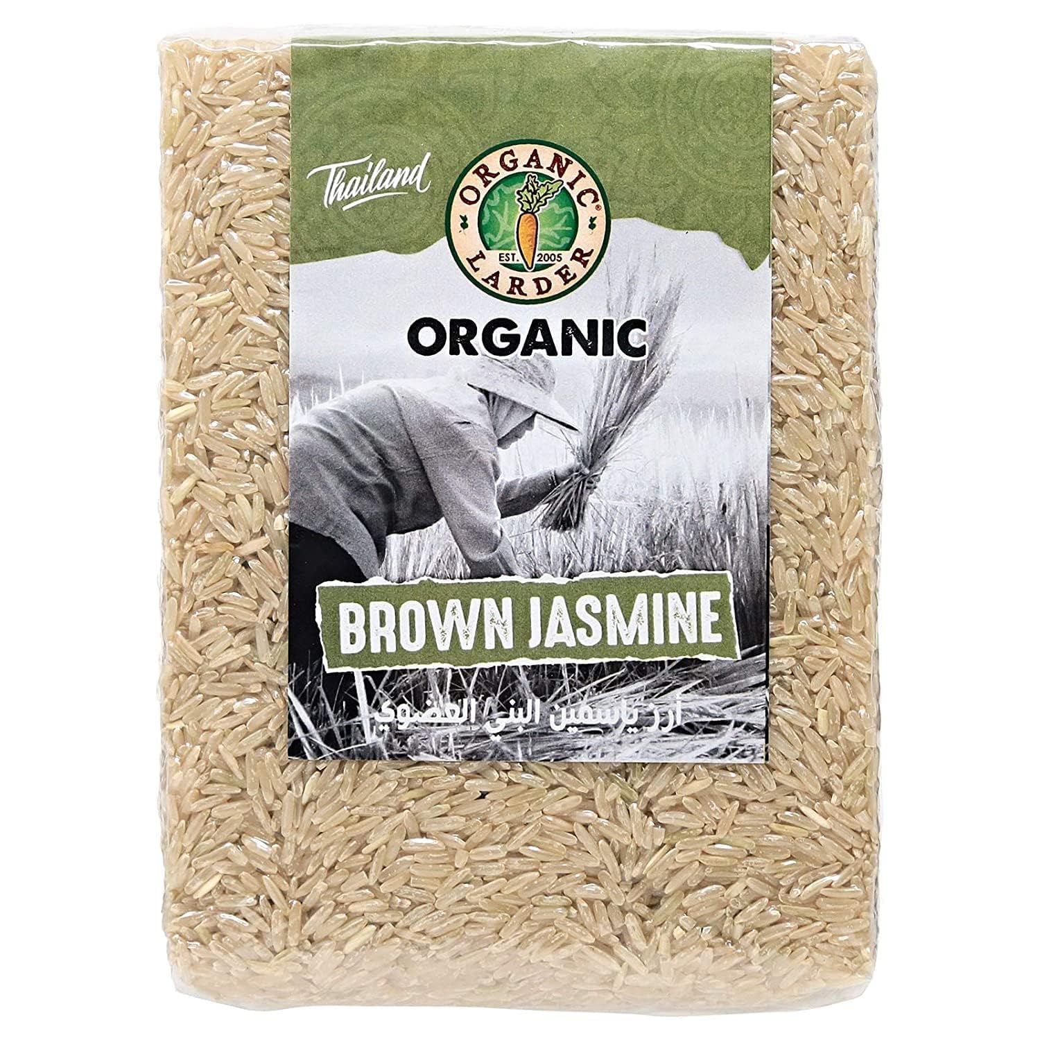 ORGANIC LARDER Brown Jasmine Rice, 1Kg - Organic, Vegan, Natural