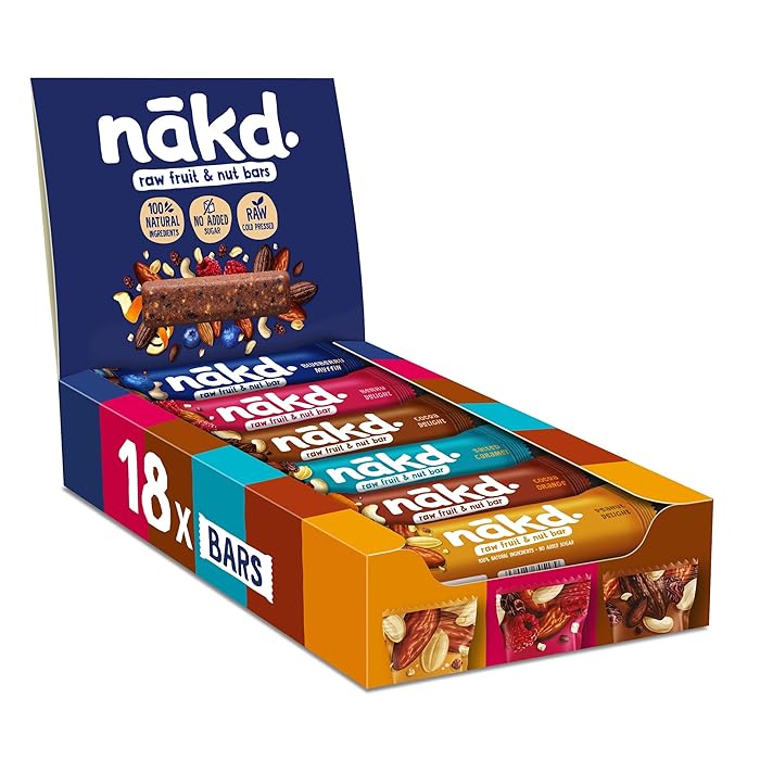 NAKD Raw Fruit And Nut Bars Variety Pack, 35g x 18 bars - Vegan, Gluten Free, No Added Sugar