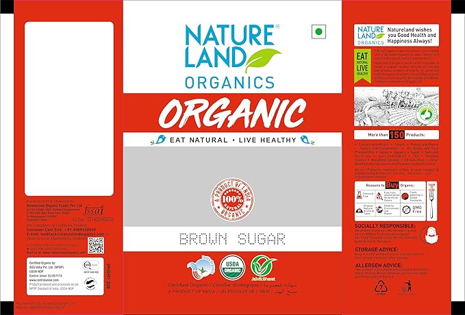 NATURELAND Organic Brown Sugar, 1kg