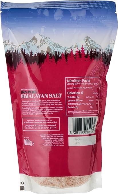 ORGANIC LARDER Himalayan Salt, Natural and Unrefined, 100% Pure, 800g - Organic, Natural