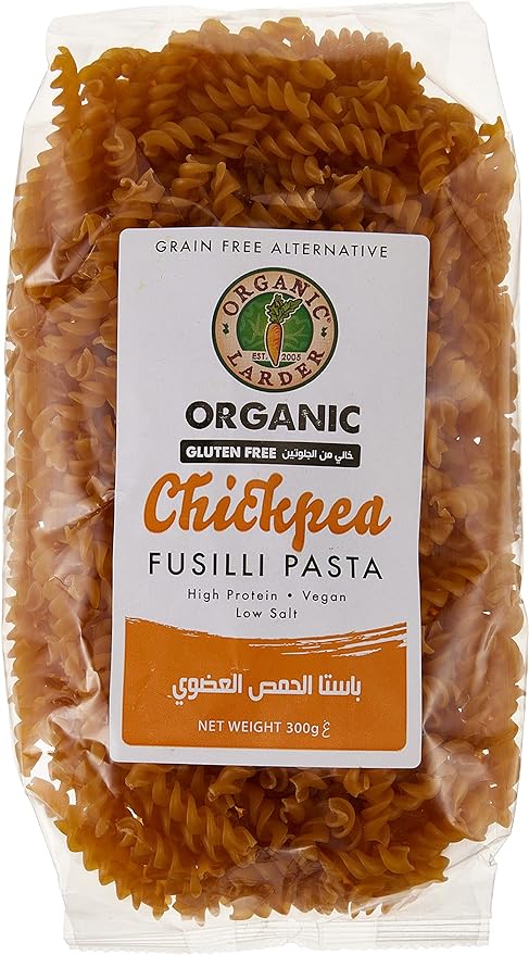 ORGANIC LARDER Chickpea Fusilli Pasta, 300g - Organic, Vegan, Gluten Free