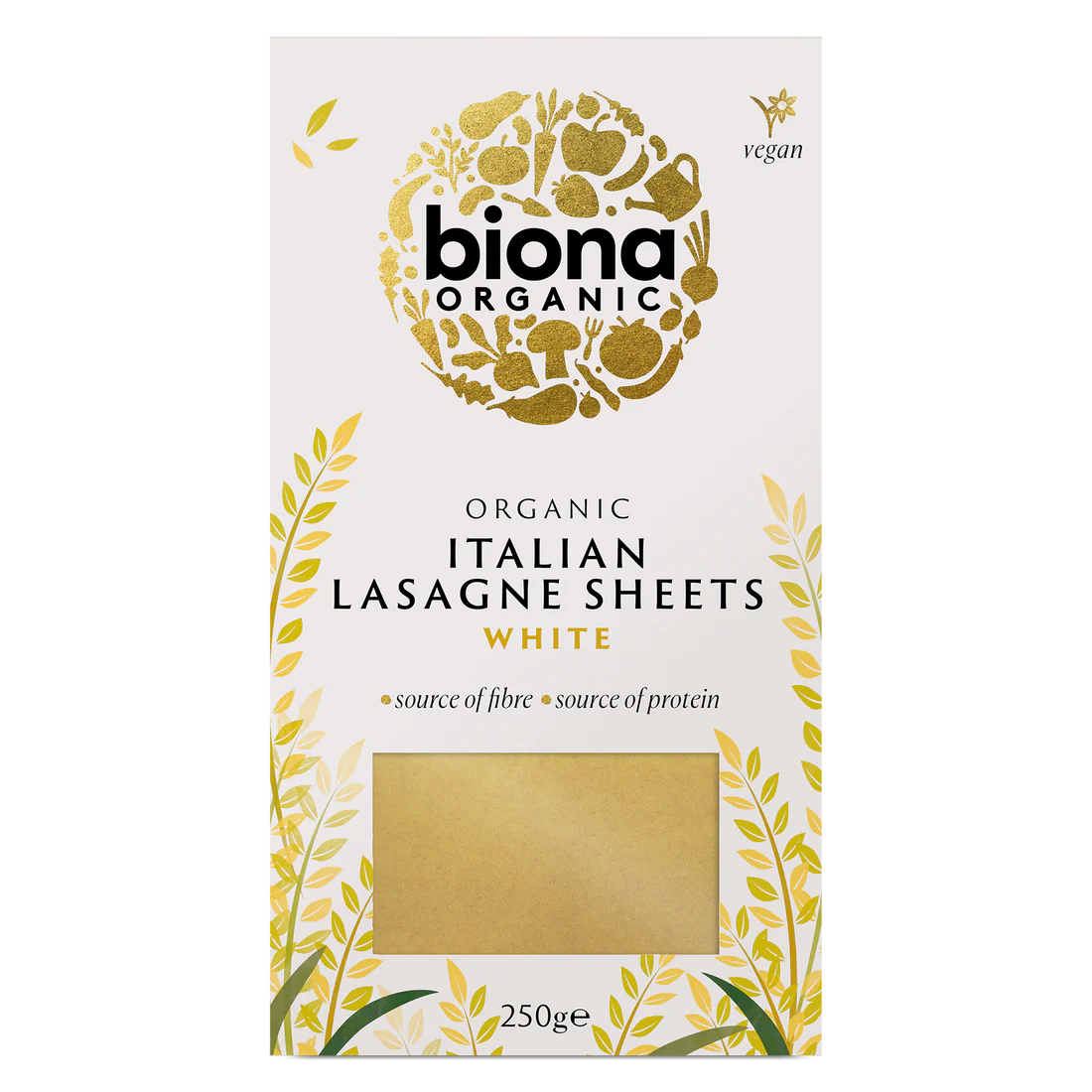 BIONA ORGANIC White Lasagne Sheets - Pack of 12 (250g each)