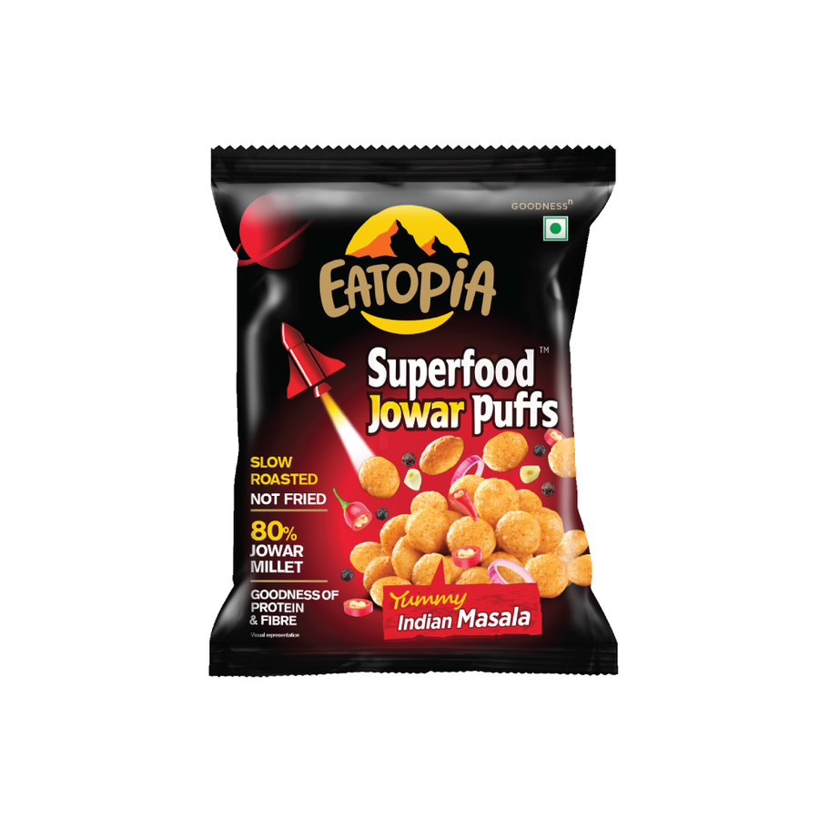 EATOPIA Super food Jowar puffs Yummy Indian Masala, 20g